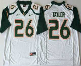 Mens Miami Hurricanes #26 Sean Taylor White Stitched NCAA Nike College Football Jersey->miami hurricanes->NCAA Jersey